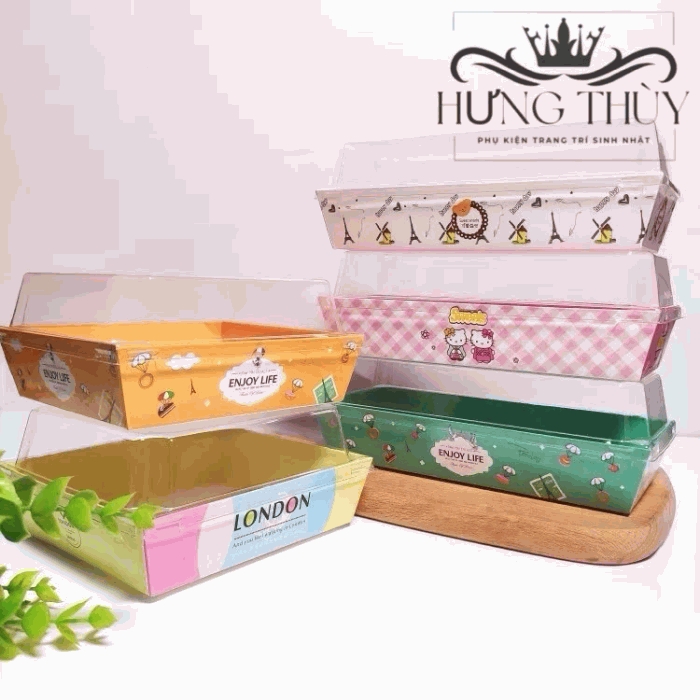 Hộp giấy vuông trắng đựng bánh su kem E1413 - hộp giấy 1413 trắng đựng bánh mochi kem sữa - bông lan trứng muối