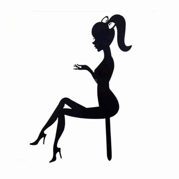 Thẻ Meka Cô Gái Ngồi Đen phụ kiện trang trí bánh kem/bánh sinh nhật 