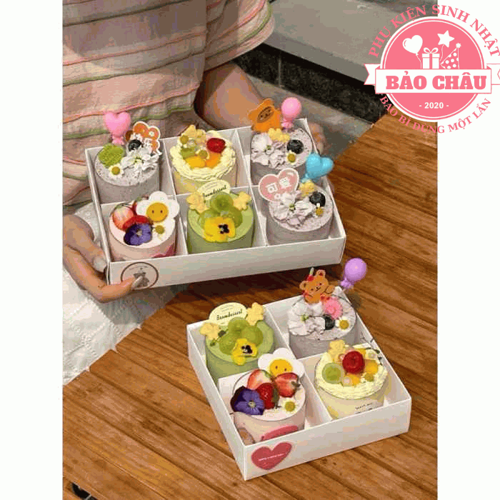 10 Hộp Đựng Bánh Kem, Cupcake, Muffin, Bánh Lạnh Kèm Nắp Mica [4 Ngăn/ 6 Ngăn ]