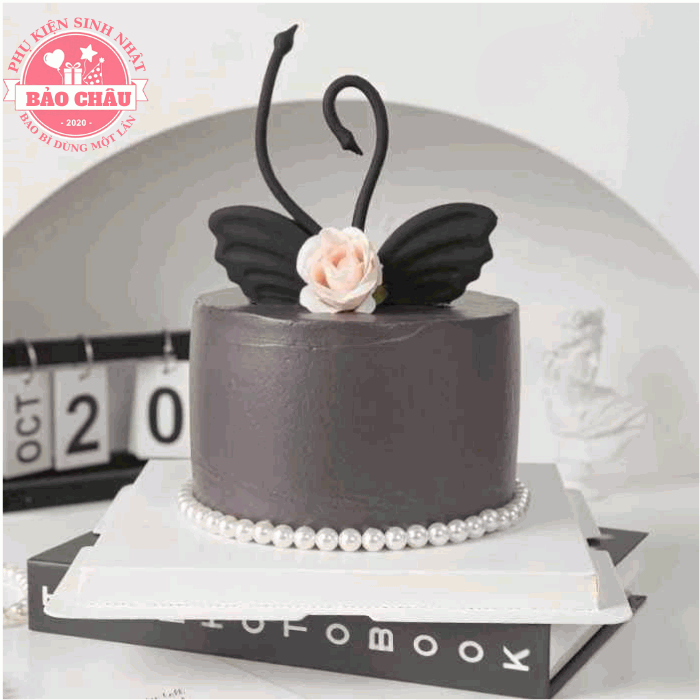 Silicon Đen Thiên nga uyên ương - Trang trí bánh sinh nhật bánh kem