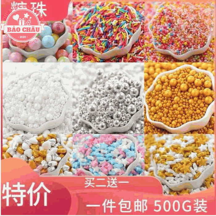 Kẹo Bi Đường Mix Size Đủ Màu 100G - Phụ kiện Trang Trí Bánh Kem