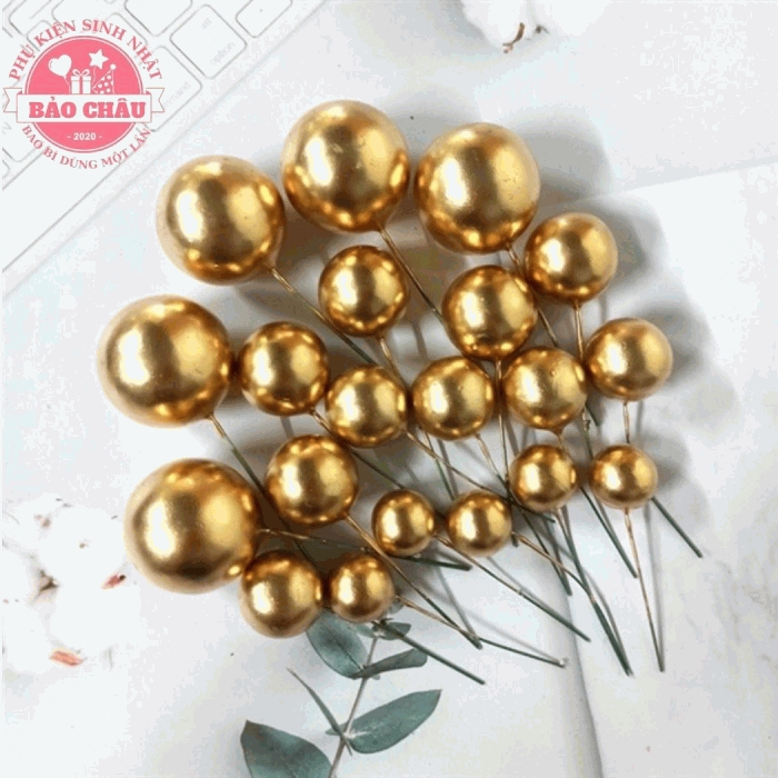  40 Bi Bóng Nhựa Vàng Đồng size 2, 2, 5, 3, 4cm Đủ Màu Trang Trí Bánh Kem, Bánh Sinh Nhật