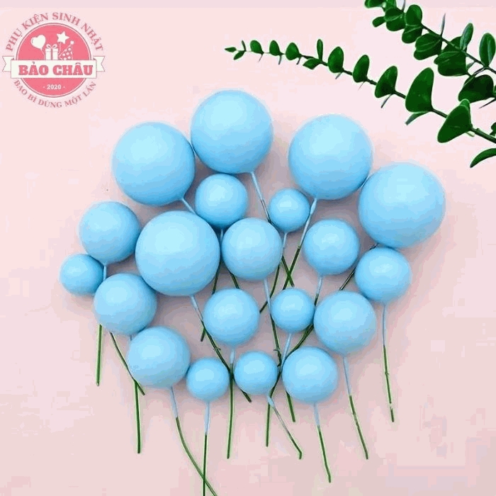 40 Bi Bóng Nhựa Xanh Dương size 2, 2, 5, 3, 4cm Đủ Màu Trang Trí Bánh Kem, Bánh Sinh Nhật