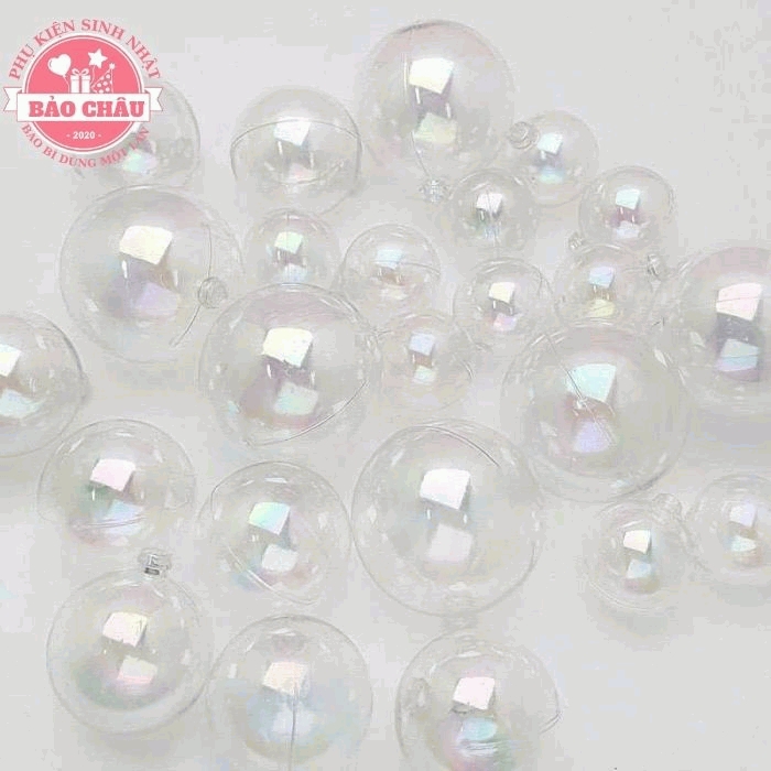 Bộ 3 viên bi Trong Trong trang trí bánh, bi nhựa trang trí Noel