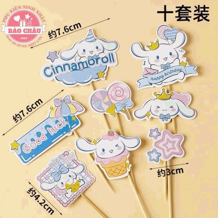 Cắm Giấy cinnamoroll siêu dễ thương trang trí bánh kem cho bé - phụ kiện sinh nhật 5.0