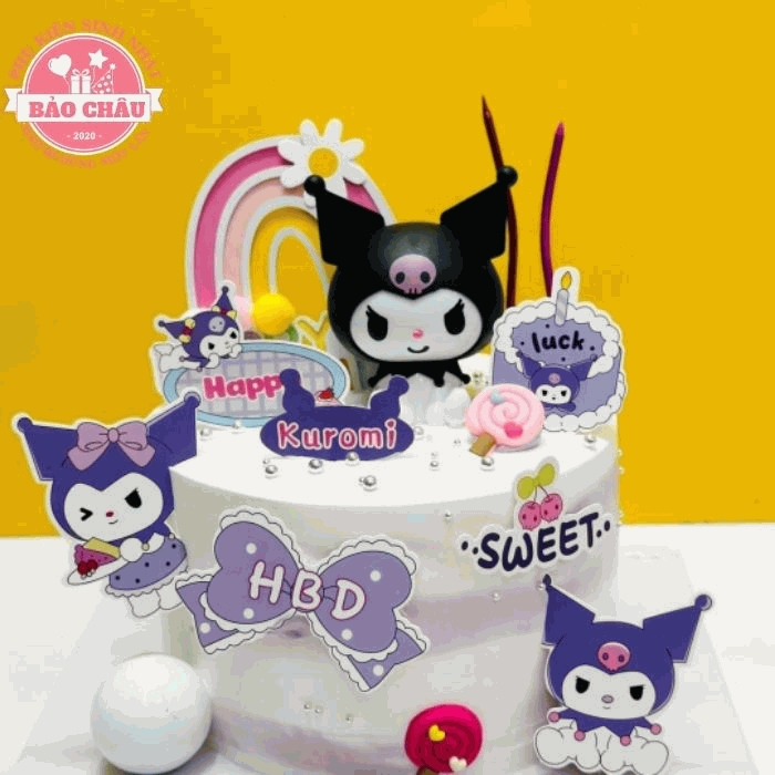 Phụ kiện mèo Kuromi trang trí bánh kem sinh nhật phụ kiện hot trend