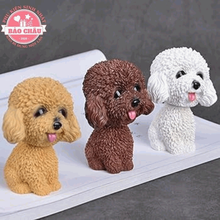 Mô hình chó nhựa nhẹ trang trí bánh sinh nhật dễ thương, phụ kiện trang trí bánh kem