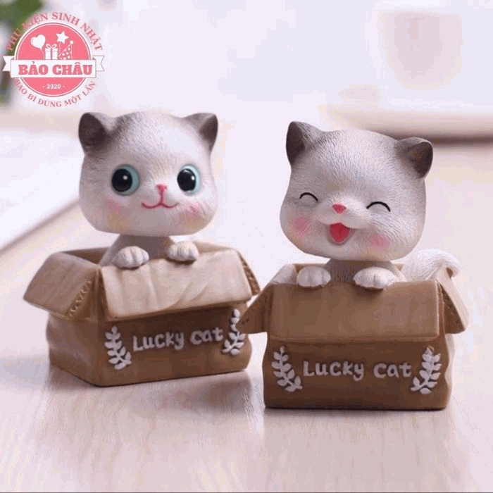 Mèo Ngồi Hũ - Phụ Kiện Trang Trí Bánh Kem Sinh Nhật