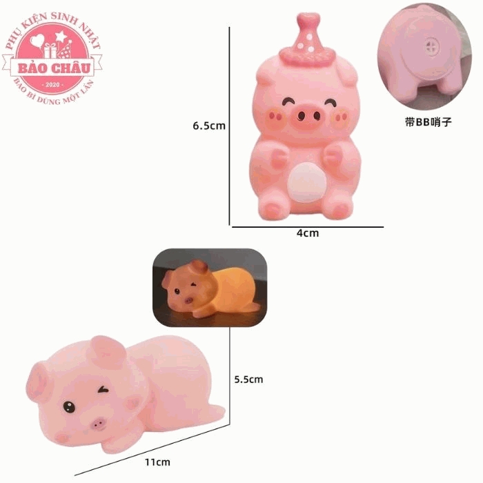 Heo Chó Vịt Có Đèn - Phụ Kiện Trang Trí Bánh Kem