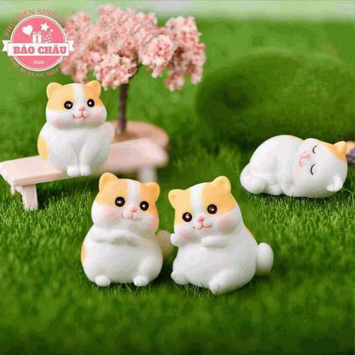 Bộ 4 bé mèo siêu đáng yêu trang trí bánh kem, trang trí bánh sinh 