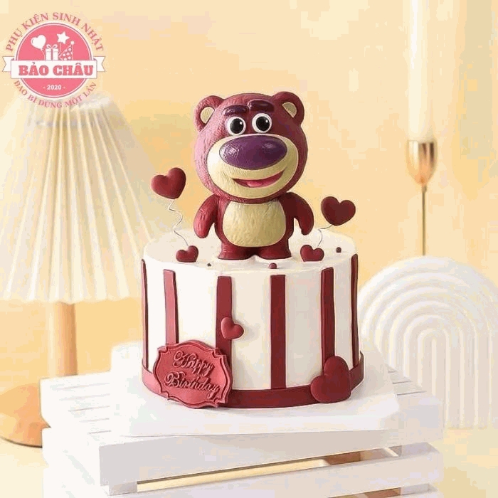 Gấu dâu Losto (đứng to) Mẫu trang trí bánh kem - Phụ kiện bánh kem