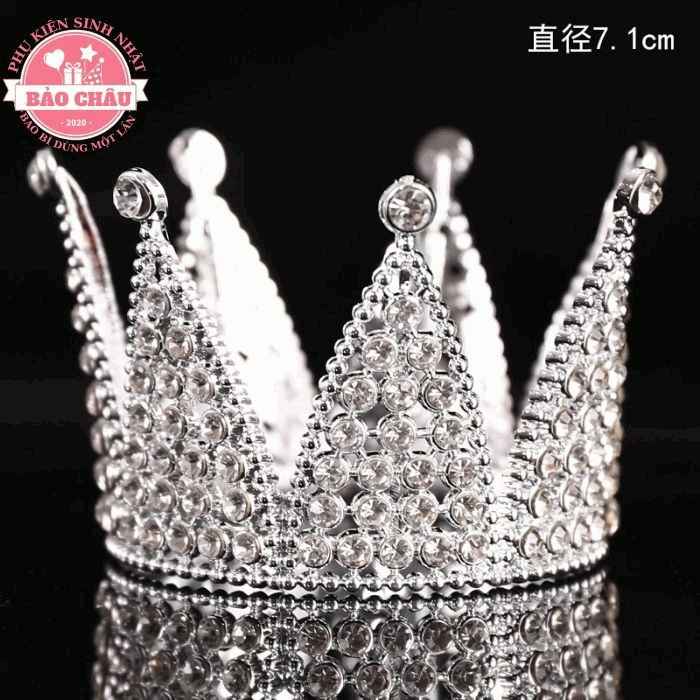 Vương Miện Cánh Sen Bạc mini trang trí bánh kem, trang trí bánh sinh nhật