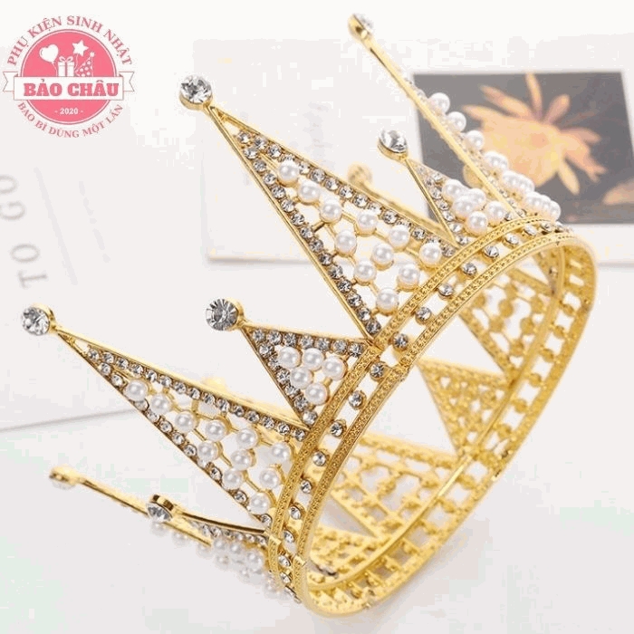 Vương Miện Nhọn Vàng trang trí bánh kem, trang trí bánh sinh nhật