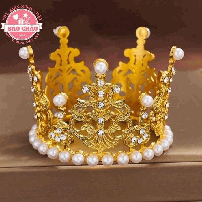Vương Miện Công Chúa vàng mini trang trí bánh kem, trang trí bánh sinh nhật