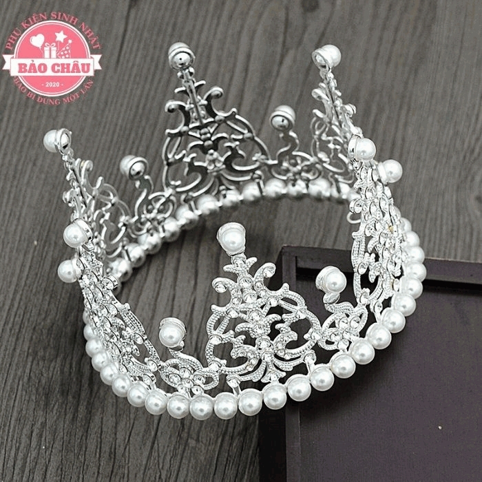 Vương Miện Công Chúa bạc mini trang trí bánh kem, trang trí bánh sinh nhật