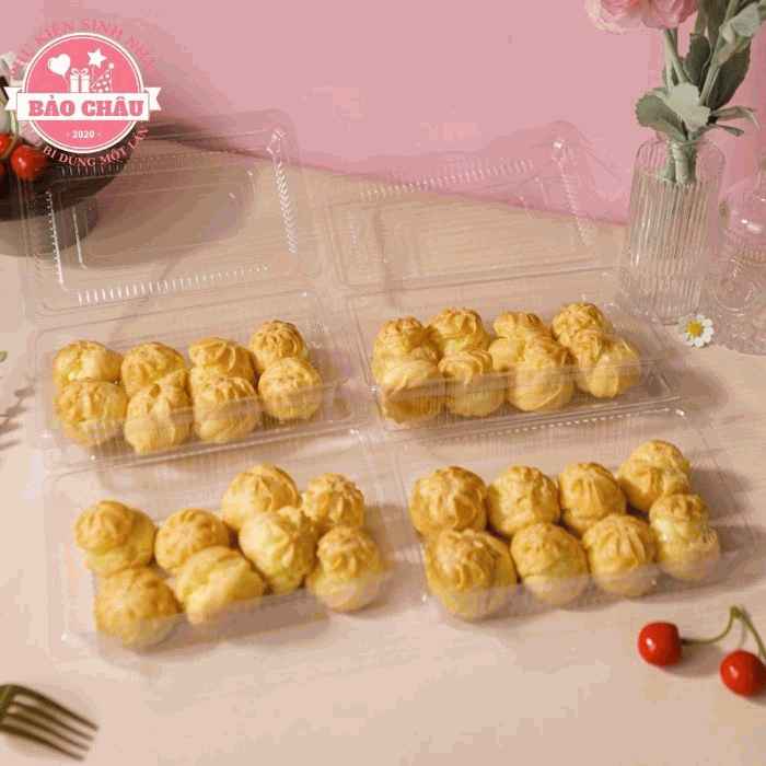 100 cái hộp nhựa nắp trong C55 - Hộp Đựng Bánh Kem