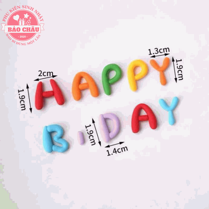Silicon Đủ Màu Đen Happy Birthday - Trang trí bánh sinh nhật bánh kem
