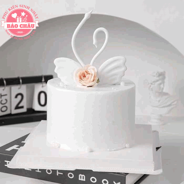 Silicon Trắng Thiên nga uyên ương - Trang trí bánh sinh nhật bánh kem