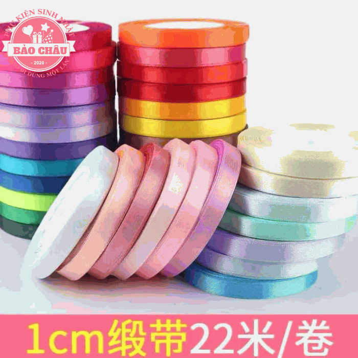 PHỤ KIỆN BẤNH_Ruy Băng Lụa Trơn 1cm TRANG TRÍ BÁNH