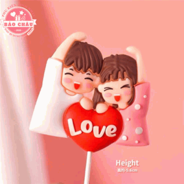 Hình Silicon Cặp Đôi Tình Yêu Chữ LOVE Trang trí bánh kem, bánh sinh nhật