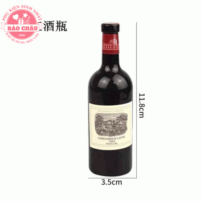 Mô hình chai Rượu Vang mini trang trí bánh kem - Phụ kiện trang trí bánh kem, bánh sinh nhật