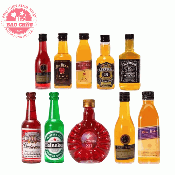 Mô hình chai Rượu mini trang trí bánh kem - Phụ kiện trang trí bánh kem, bánh sinh nhật