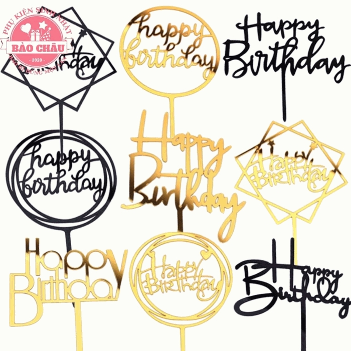 Thẻ Cắm Mica Trang Trí Bánh KEm [FREESHIP❤️]  Thẻ Mica Tráng Gương Trang Trí Bánh Kem ( 10k/ Sấp )