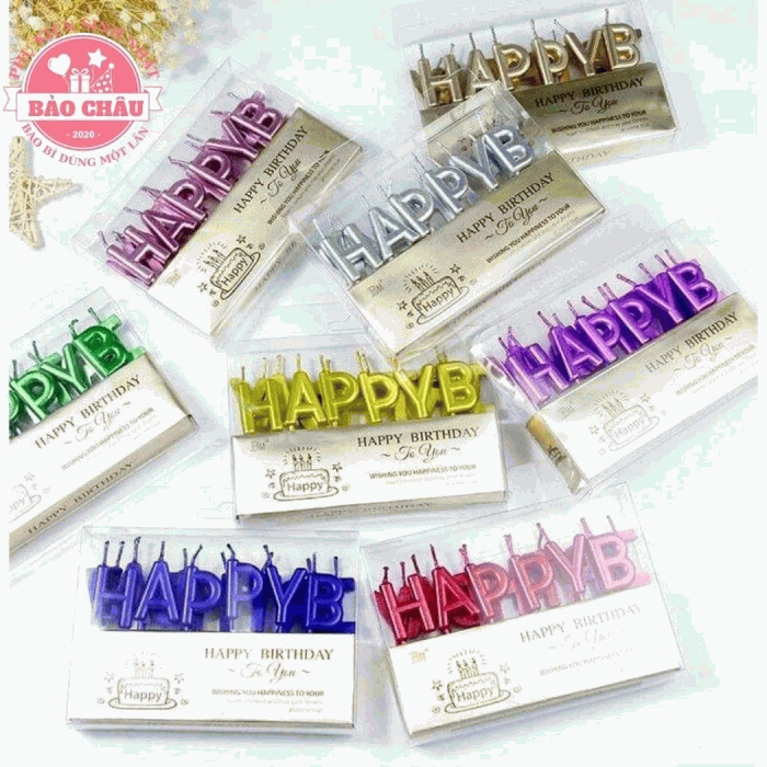 PHỤ KIỆN BÁNH_ Nến HPBD nhũ trang trí bánh kem