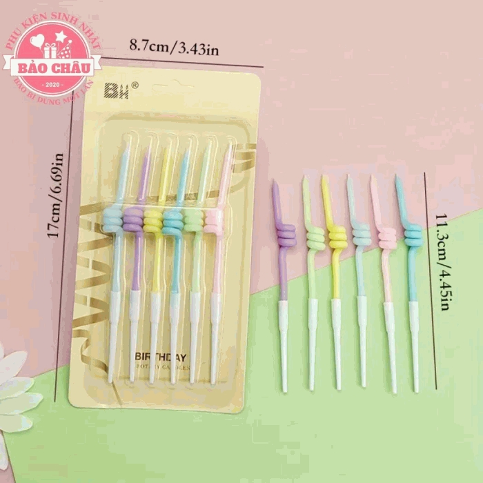 Nến lò xo - Nến sinh nhật hiện đại trang trí bánh, nến sinh nhật hot trend cao cấp (1 vỉ)