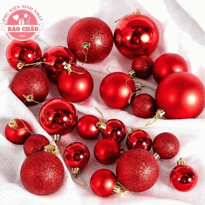 Bộ 3 viên bi màu đỏ trang trí bánh kem, bánh sinh nhật, bi nhựa trang trí