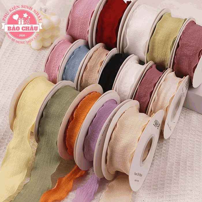 Ruy băng Vải Nhúm - Không Lõi (4cm-10m) - Phụ Kiện Trang Trí Bánh Kem Phụ Kiện Bánh Sinh Nhật