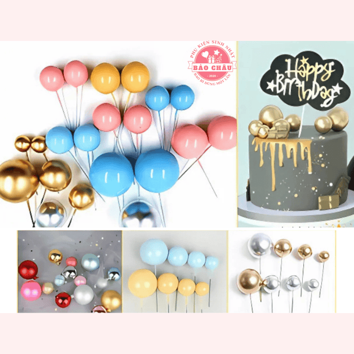 Decor Bánh Kem Hiện Đại Với Bóng Bi Nhựa – Phụ Kiện Sinh Nhật Đơn Giản, Hút Mắt