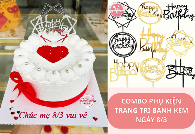 Combo Phụ Kiện Trang Trí Bánh Kem Ngày 8/3 - Món Quà Ngọt Ngào Dành Tặng Mẹ
